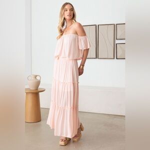 Gilli Sheer Off Shoulder Top & Maxi Skirt Set